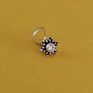 jsaj Onyx Sterling Silver Plated Silver Nose Ring