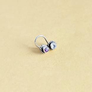 jsaj Ruby, Zircon 999 Silver Plated Sterling Silver Nose Ring