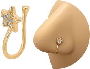 JEWELFY Cubic Zirconia Gold-plated Plated Copper Nose Stud