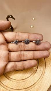 Trilohna Silver Plated Brass Nose Stud Set