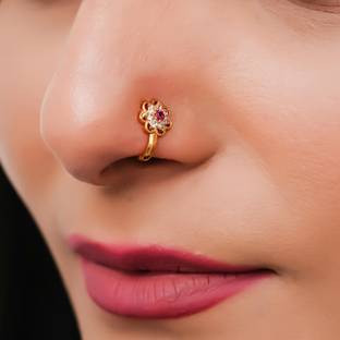 SHUBHAM JEWELLERS Agate Gold-plated Plated Brass Nose Ring