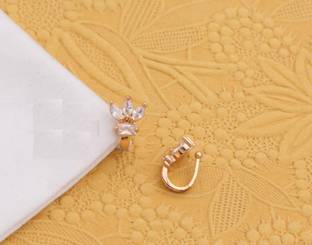 SHREEVARAM Cubic Zirconia, Diamond Gold-plated Plated Brass Nose Ring