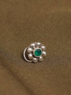 arte jewels Emerald Sterling Silver Nose Stud