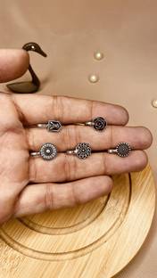 Trilohna Silver Plated Brass Nose Stud Set