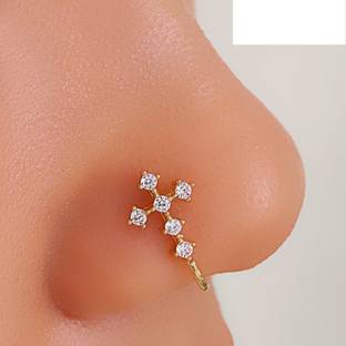 JEWELFY Cubic Zirconia Gold-plated Plated Copper Nose Stud