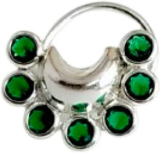 jsaj Emerald Sterling Silver Plated Silver Nose Ring