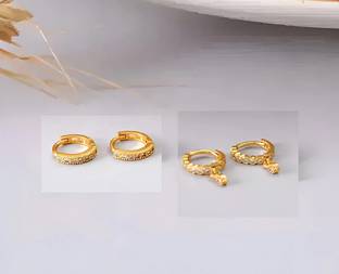 Paridhi Cubic Zirconia Gold-plated Plated Brass, Copper Nose Stud Set