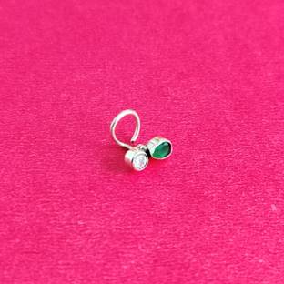 jsaj Zircon, Emerald 999 Silver Plated Sterling Silver Nose Ring