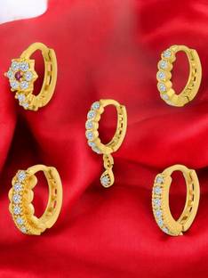 Jat Jewellers Ruby Gold-plated Plated Brass Nose Ring