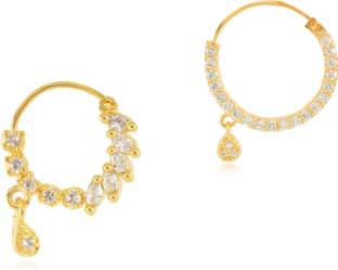 RANIT CREATION Diamond Rhodium Plated Alloy Nose Ring Set