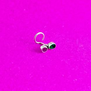 jsaj Ruby, Emerald 999 Silver Plated Sterling Silver Nose Ring