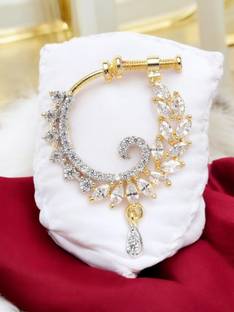 GEMRON JEWEL Crystal, Pearl Rhodium Plated Alloy Nose Ring