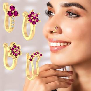 VAMA Ruby Gold-plated Plated Metal Nose Ring