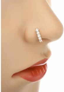 RENU CREATION Ruby, Diamond Gold-plated, Rhodium Plated Brass, Metal, Alloy, Stone Nose Ring