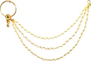 Nawab Collection Cubic Zirconia, Beads Gold-plated Plated Alloy Nose Ring