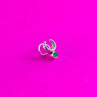 jsaj Emerald 999 Silver Plated Silver Nose Ring