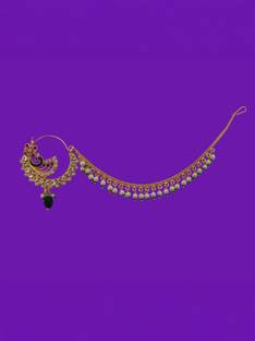 Bridal Nath Brass Plated Brass, Stone Nathiya