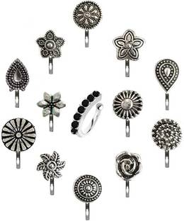 VAMA Black Silver Plated Metal Nose Stud Set