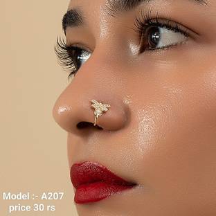 JEWELFY Cubic Zirconia Gold-plated Plated Copper Nose Stud