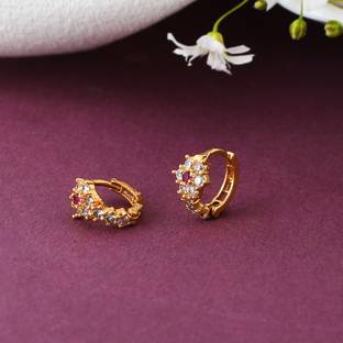 Jat Jewellers Cubic Zirconia Gold-plated Plated Brass Nose Ring