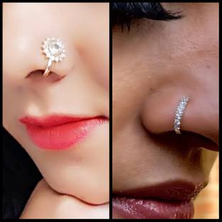 SHREEVARAM Gold-plated Plated Brass Nose Ring Set
