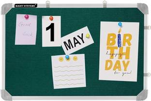 Mahit Systems 1.5x2 Ft. Green Pin Up Display Board High Resilience Foam Fabric` (30 Push Pin) Notice Board