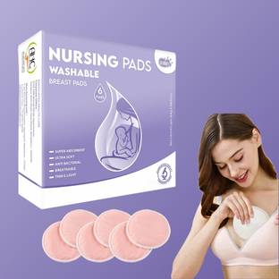 ZIKKU Ultra Soft Reusable Nursing Breast Pads - Leak-Proof, Washable (6 Pads) Nursing Breast Pad