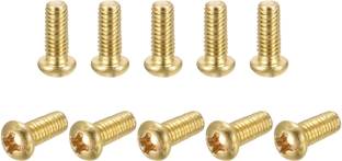 BoltWise Nut & Bolt Set M4 X 12mm Phillips Drive Pan head , Fully Thread, Gold Finish, Machine Thread