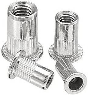 VP INDUSTRIES Nut M4 x11 mm Blind Rivet Nut Insert Nutsert Threads (Pcs-25) | Flat Head Threaded Rivet Nut Internal Thread Fixing All Kinds Furniture Nut Cabinet Connecting Screw Internal Thread Wood Insert Nut of Drawers Office Furniture,Wood Boards, Kitchen Worktops, Cabinets, Cupboards