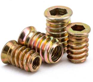 VP INDUSTRIES Nut M8 x15 mm Wood Insert Interface Threads (Pcs-25) | D-nut Zinc Alloy Wood Insert Interface Thread Fixing All Kinds Furniture Nut Cabinet Connecting Screw Internal Thread Wood Insert Nut of Drawers Office Furniture,Wood Boards, Kitchen Worktops, Cabinets, Cupboards