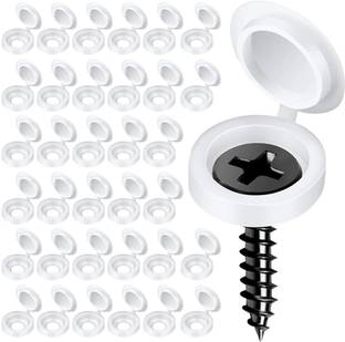 HASTHIP Nut Plastic Hinged Screw Cover Caps Folding Flip Tops White