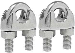 Rarehaunt Nut & Bolt Set Steel Silver U Bolt Wire Rope Clamp BIND Sports Climbing Camping 2pc