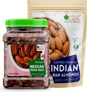 Bliss of Earth Indian Almonds Badam + Mexican pecan nuts Super Nut good for Health Dry Fruits Almonds, Pecans