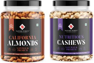 Nature Purify Dry Fruit Combo Premium Cashew + Almond 250g Each Almonds