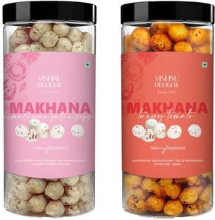 VISHNU DELIGHT Crunchy, Tomato Twist ,Salt & Pepper Flavored Makhana Combo (180 g) Fox Nut