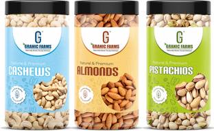 GRANIC FARMS Dry Fruits Combo Pack Of | Kaju Badam Pista 450 GM| Almonds, Cashews, Pistachios