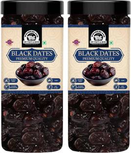 WONDERLAND Premium Black Dates 800g (400g X 2) Jar Soft And Chewy Texture Khajur | Khajoor Dates