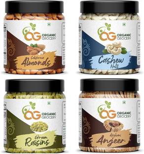 Organic Grocery Dry Fruits Combo Pack - (250 gms x 4) 1kg Almonds, Cashews, Raisins & Figs Assorted Seeds & Nuts