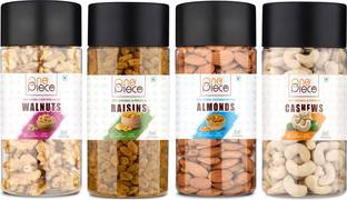 One Piece Premium Dry Fruit Combo 600g | Healthy Kaju Badam Kishmish Akhrot | Combo Pack- Almonds, Cashews, Raisins, Walnuts