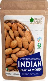 Bliss of Earth Certified Organic Indian Raw Almonds Badam Crunchy & Tasty Healthy Dry fruit Almonds