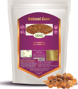 biotic Babool Gum, Babool Gond, Gond Kikar, Gum Acacia Nilotica, Gum Arabic, Laddoo Gond - 200 gms. Dried Gum
