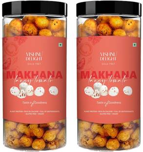 VISHNU DELIGHT Tangy Tomato Flavour Roasted Makhana Jar - Healthy & Crunchy Snack | Gluten Free Fox Nut