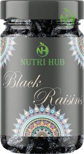 Nutri Hub Black Raisins (Seedless) | Kali Kismish | Kali Dakh (Big Size) Raisins (500 g) Raisins