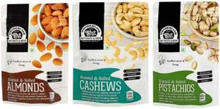 WONDERLAND FOODS (DEVICE) Roasted and Salted Dry Fruits Combo Pack of 3 (Almonds, Cashew Pistachios) , 100 g Each Almonds