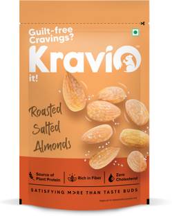 Kravio Premium Roasted Salted, Zero Cholesterol Natural Whole Badam Nuts & Dry Fruits Almonds