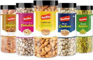 YUM YUM Premium Dry Fruits Combo Pack (Badam, Kaju, Pista, Kismis & Anjeer) 1.25kg - Almonds, Cashews, Pistachios, Raisins, Figs