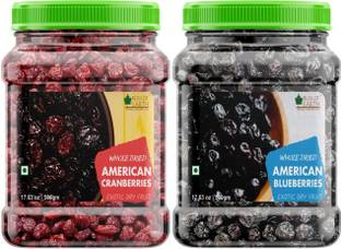 Bliss of Earth 500gm Whole Dried American Cranberries+500gm Whole Dried American BlueberriesExotic Dry Fruit Vitamins E, K & C Rich Cranberries, Blueberry