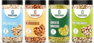 Granic Farms Dry Fruits Combo Pack Of | Kaju Badam Pista Kishmish 600 GM| Almonds, Cashews, Pistachios, Raisins