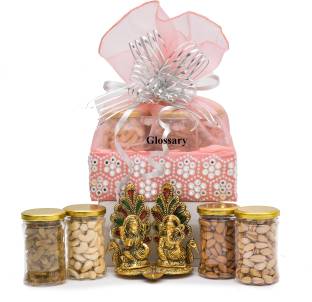 Glossary DRY FRUIT &NUT& LAXMI GANESH JI SHOW PIECE GIFT HAMPER/BASKET/BOX/PACK 500GM Cashews, Almonds, Pistachios, Raisins