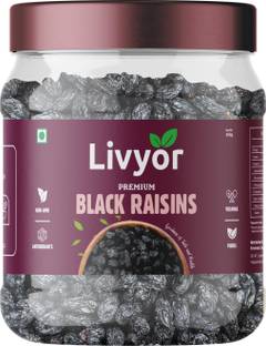LIVYOR Afghani Black Raisins Seedless | Dry Fruits Raisins